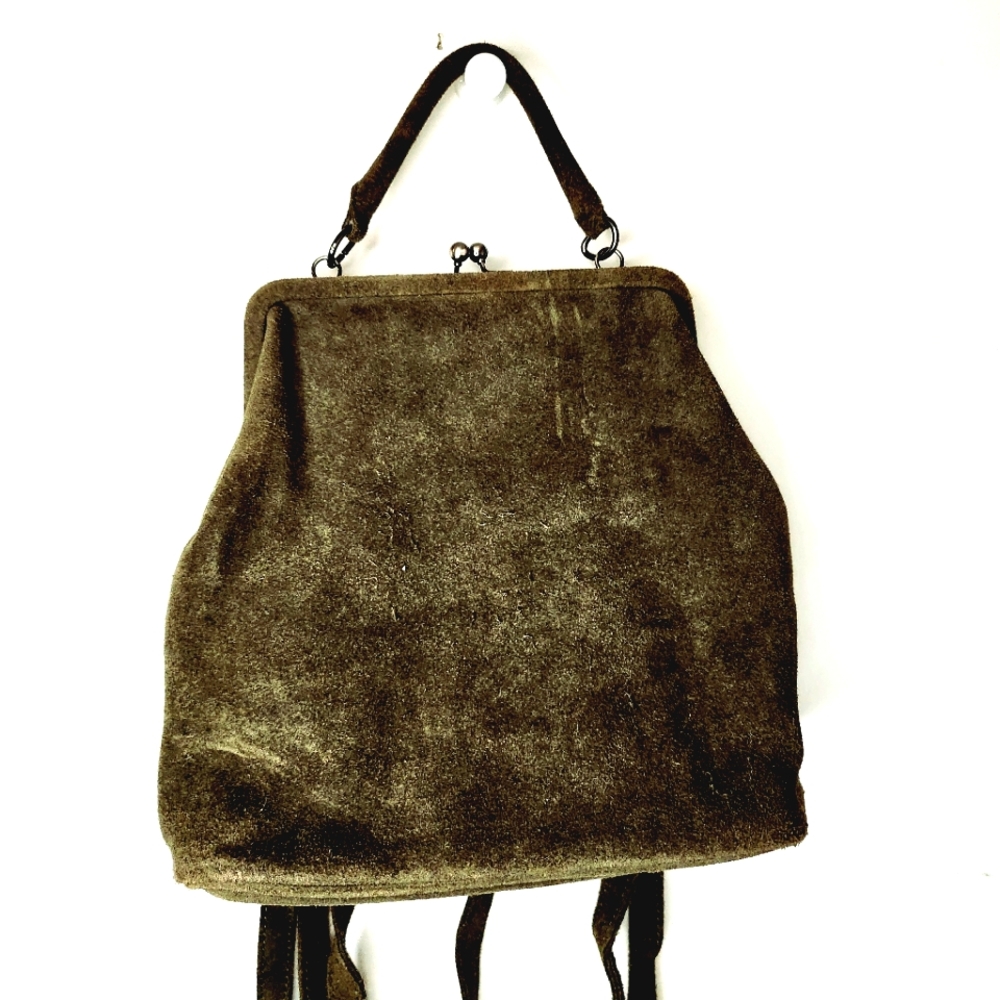 Olive Suede Mini Backpack